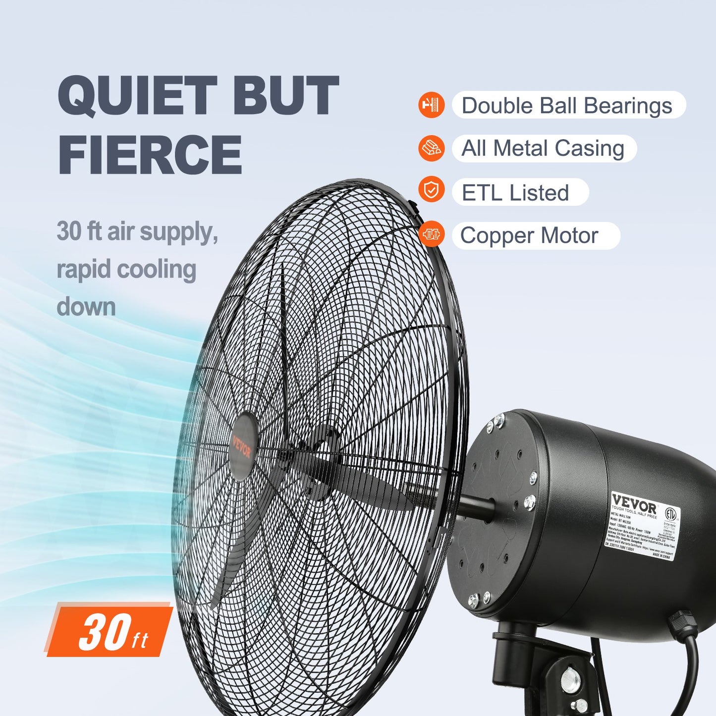 Mist Fan, 24.2 inch Oscillating Waterproof Fan, 3 Speeds, 7000 CFM, Commercial or Residential Fan for Cooling Warehouse, Greenhouse, Workshop