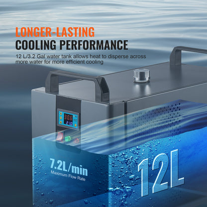 Industriell vattenkylare, KH-6000, 200W industriell vattenkylare kylsystem med kompressor 12 liters vattentankkapacitet 7,8 l/min max flödeshastighet, för CO2-lasergraveringsmaskin kylmaskin