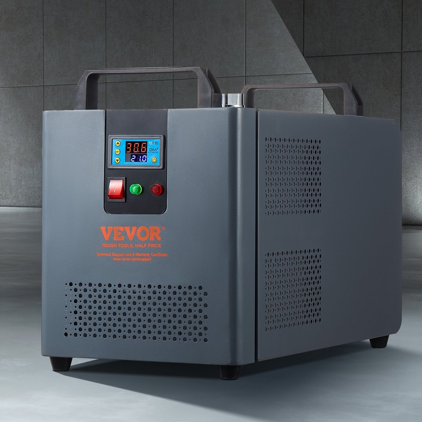 Industriell vattenkylare, KH-6000, 200W industriell vattenkylare kylsystem med kompressor 12 liters vattentankkapacitet 7,8 l/min max flödeshastighet, för CO2-lasergraveringsmaskin kylmaskin