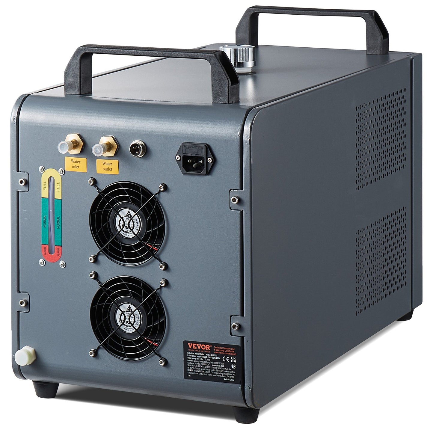 Industriell vattenkylare, KH-6000, 200W industriell vattenkylare kylsystem med kompressor 12 liters vattentankkapacitet 7,8 l/min max flödeshastighet, för CO2-lasergraveringsmaskin kylmaskin