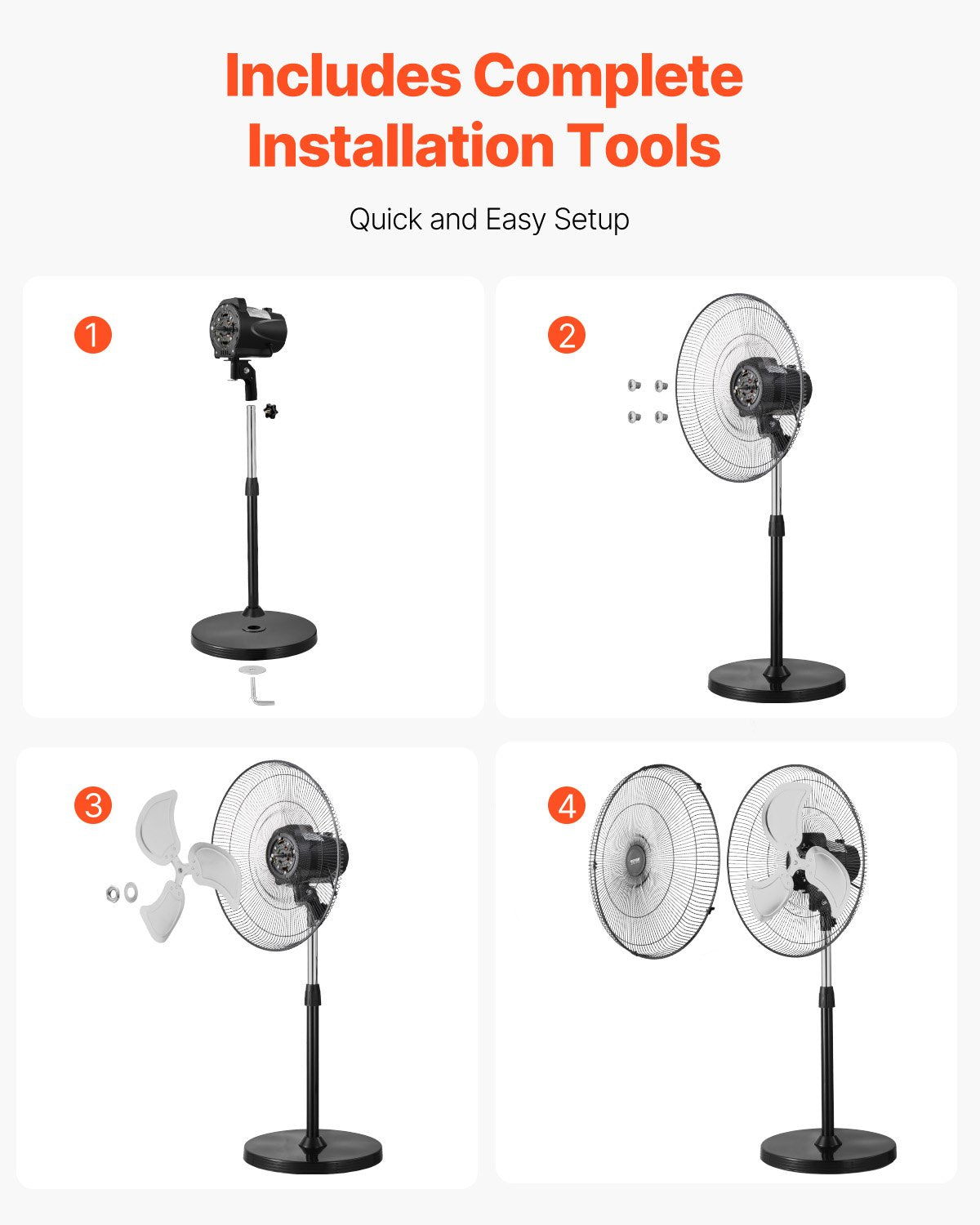 Industrial Pedestal Fan, 20 Inch 90-Degree Oscillating Fan, Height Adjustable Standing Fans with 3 Adjustable Speeds, High Power Floor Fans for Bedroom, Living Room, Home, Office, Black