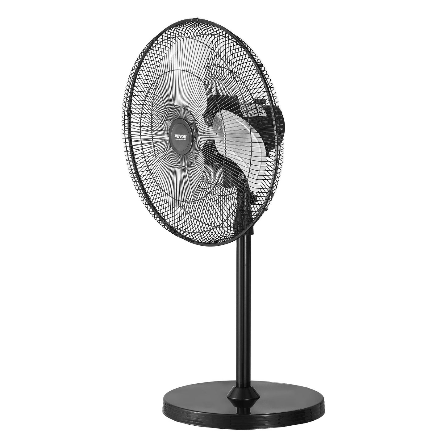 Industrial Pedestal Fan, 20 Inch 90-Degree Oscillating Fan, Height Adjustable Standing Fans with 3 Adjustable Speeds, High Power Floor Fans for Bedroom, Living Room, Home, Office, Black