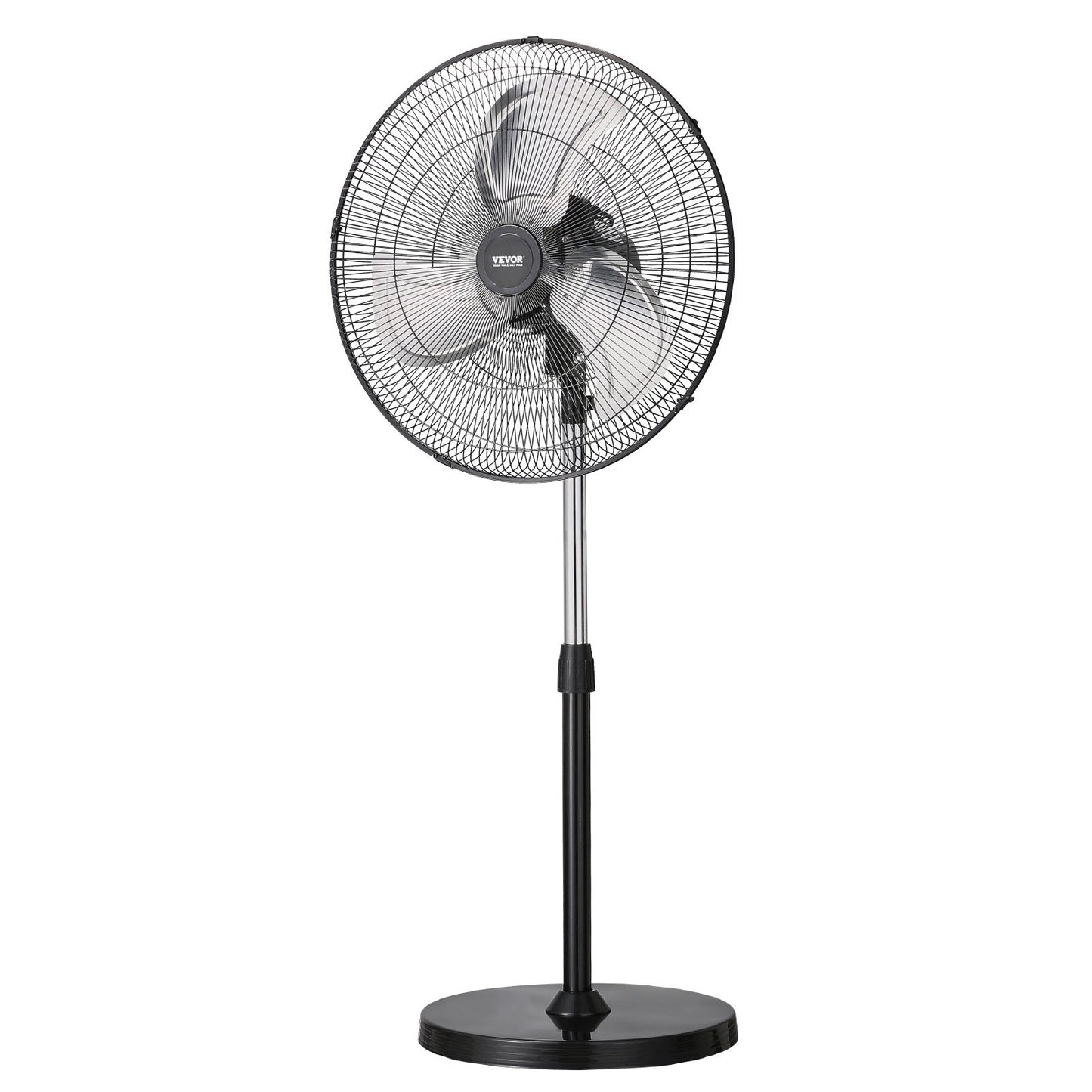 Industrial Pedestal Fan, 20 Inch 90-Degree Oscillating Fan, Height Adjustable Standing Fans with 3 Adjustable Speeds, High Power Floor Fans for Bedroom, Living Room, Home, Office, Black