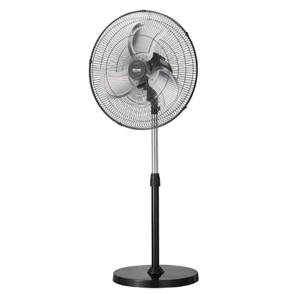 Industrial Pedestal Fan, 20 Inch 90-Degree Oscillating Fan, Height Adjustable Standing Fans with 3 Adjustable Speeds, High Power Floor Fans for Bedroom, Living Room, Home, Office, Black
