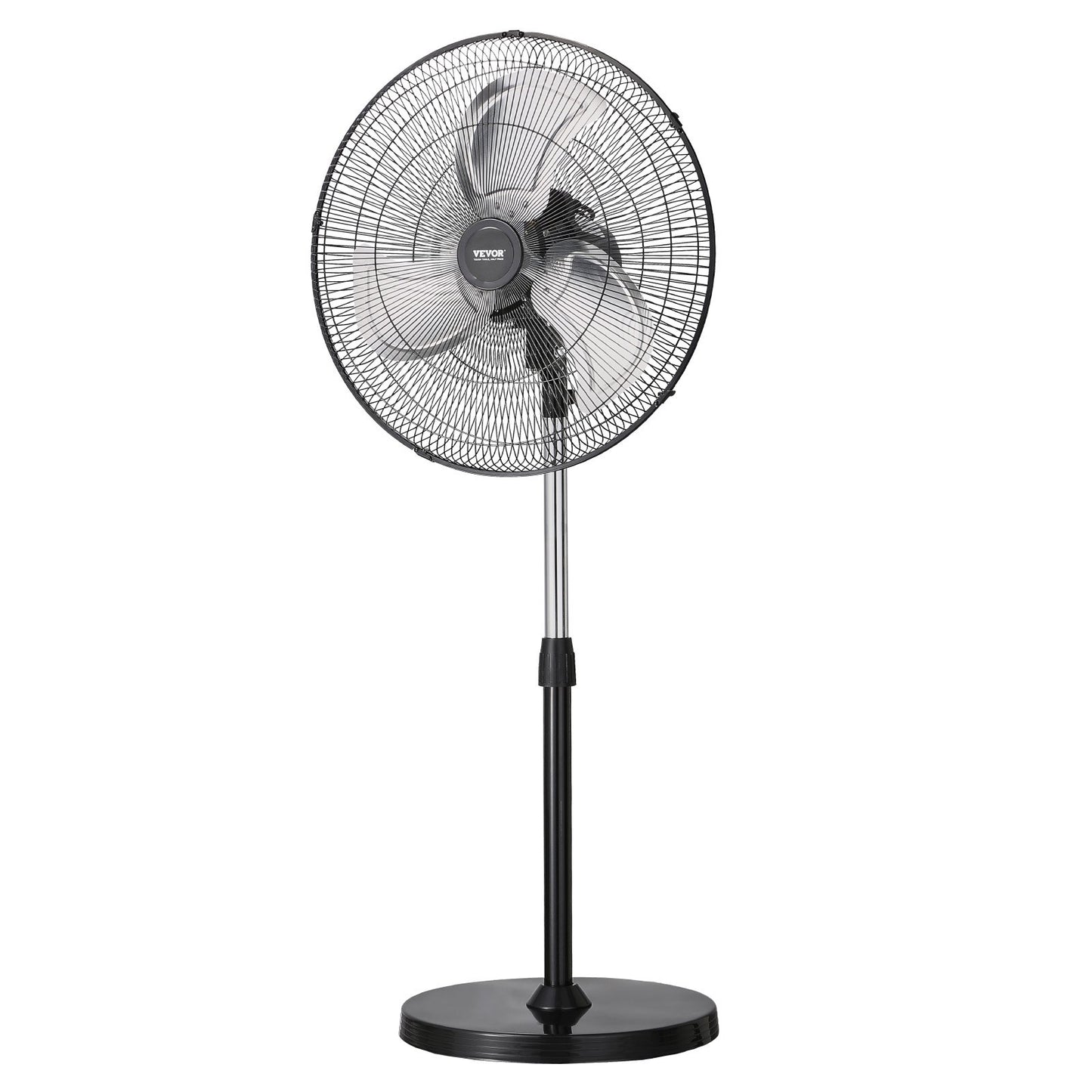 Industrial Pedestal Fan, 20 Inch 90-Degree Oscillating Fan, Height Adjustable Standing Fans with 3 Adjustable Speeds, High Power Floor Fans for Bedroom, Living Room, Home, Office, Black