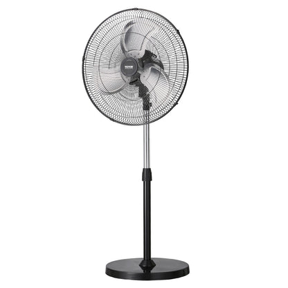 Industrial Pedestal Fan, 20 Inch 90-Degree Oscillating Fan, Height Adjustable Standing Fans with 3 Adjustable Speeds, High Power Floor Fans for Bedroom, Living Room, Home, Office, Black