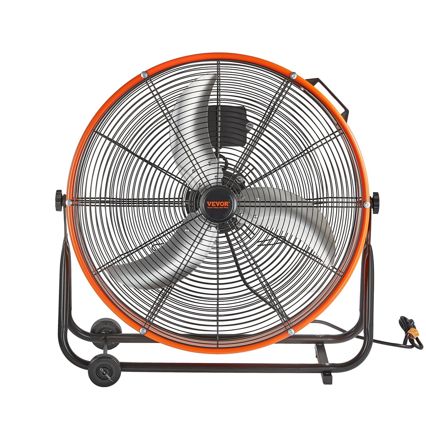 Drum Fan, 24 Inch High Velocity Industrial Shop Fan, Heavy Duty Commercial Use 3-Speed 8600CFM, 360°Adjustable Tilting,0-2h Timer Industrial Floor Fan for Warehouse,Workshop,Factory, Basement
