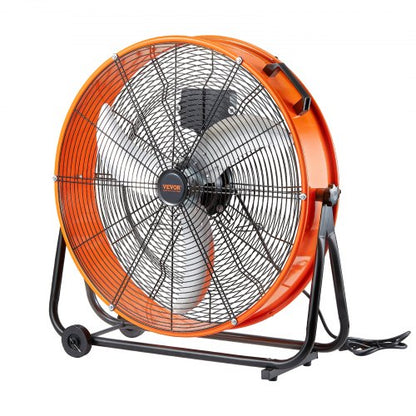 Drum Fan, 24 Inch High Velocity Industrial Shop Fan, Heavy Duty Commercial Use Infinitely Variable Speed 7935CFM,360°Adjustable Tilting Industrial Floor Fan for Warehouse,Workshop,Factory
