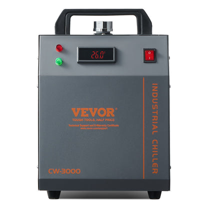 Industriell vattenkylare, CW-3000, 80W luftkyld industriell vattenkylare med 12 liters vattentankkapacitet, maximalt flöde på 12 l/min, för lasergraveringsmaskinkylning