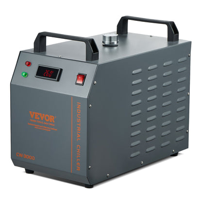 Industriell vattenkylare, CW-3000, 80W luftkyld industriell vattenkylare med 12 liters vattentankkapacitet, maximalt flöde på 12 l/min, för lasergraveringsmaskinkylning