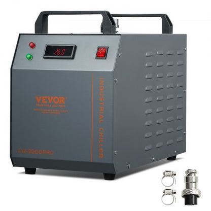 Industriell vattenkylare, CW-3000(PRO), 150W luftkyld industriell vattenkylare med 12L vattentankkapacitet 18 L/min maxflödeshastighet, för lasergraveringsmaskinkylning