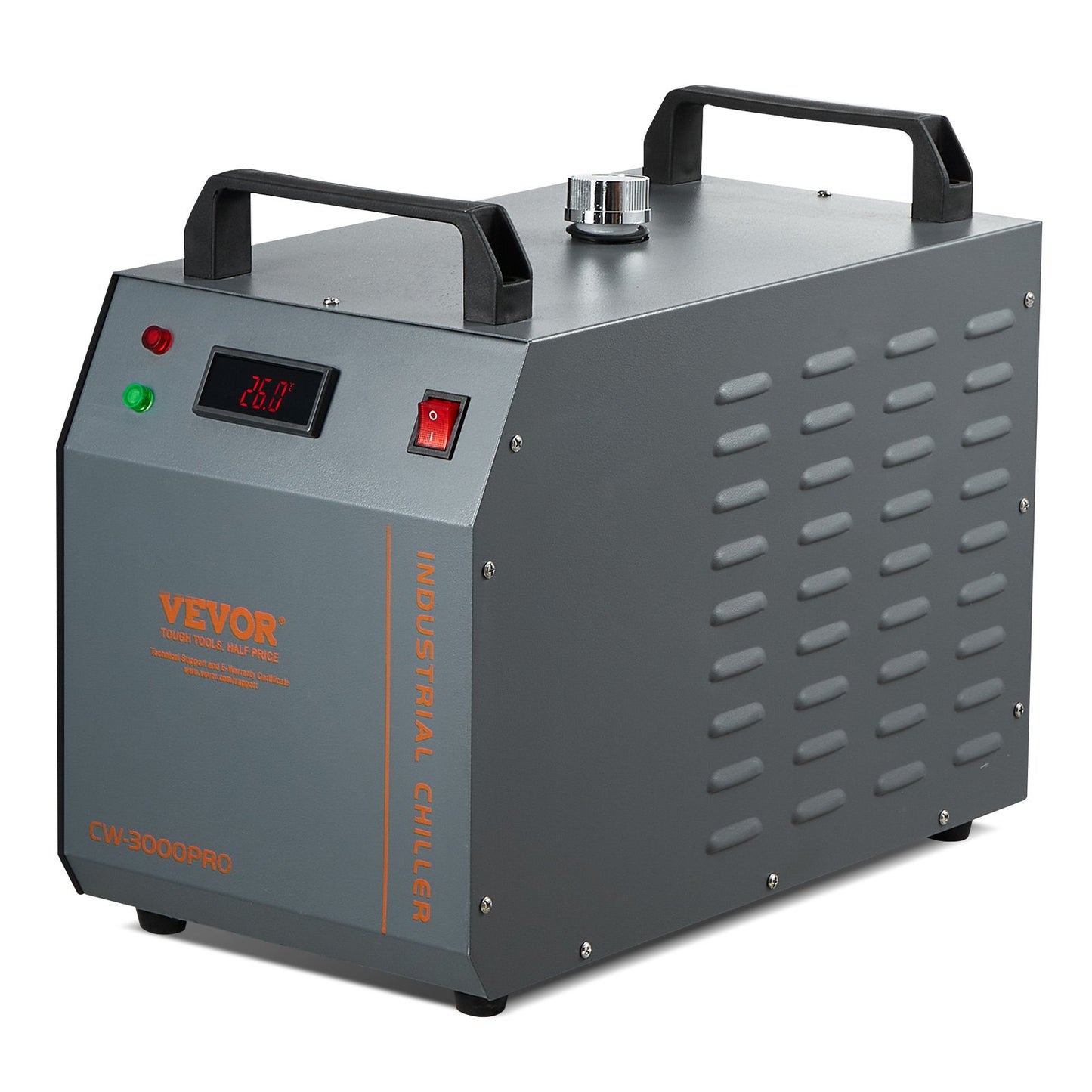 Industriell vattenkylare, CW-3000(PRO), 150W luftkyld industriell vattenkylare med 12L vattentankkapacitet 18 L/min maxflödeshastighet, för lasergraveringsmaskinkylning