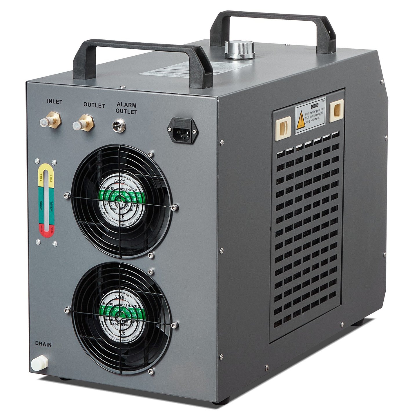 Industriell vattenkylare, CW-5202, industriellt vattenkylningssystem med inbyggd kompressor, 7 liters vattentankkapacitet, 18 l/min max flödeshastighet, för CO2-lasergraveringsmaskin, kylmaskin