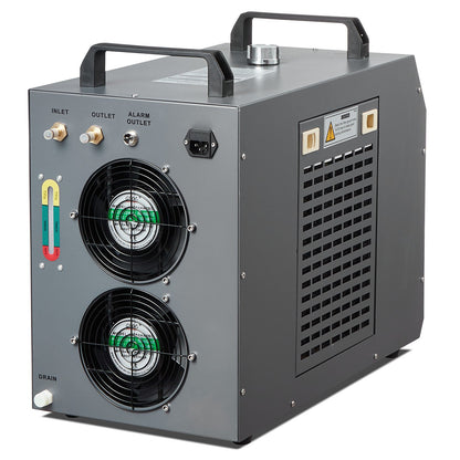 Industriell vattenkylare, CW-5202, industriellt vattenkylningssystem med inbyggd kompressor, 7 liters vattentankkapacitet, 18 l/min max flödeshastighet, för CO2-lasergraveringsmaskin, kylmaskin