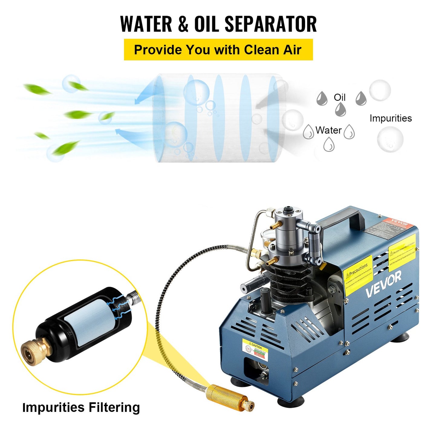 High Pressure Compressor, 4500PSI/30MPA/300BAR High Pressure Air Compressor, 1800W 220V Automatic Stop Air Rifle Compressor Suitable for Paintball Air Rifle, PCP Rifle, Air Pistol, Diving Bottle