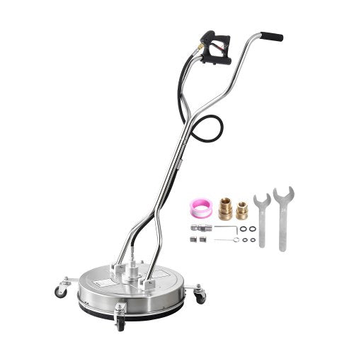 21" Pressure Washer Surface Cleaner, Stainless Steel Pressure Washer Attachments with 4 Wheels, 4500 Max PSI, 3/8 Quick Connector, 2 Spray Nozzles, Dual Handle, for Concrete, Patio, Sidewalk