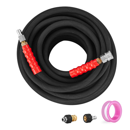 Pressure Washer Hose, 30.5m, Kink Free 3/8"-φ14.8 Male, 3/8"-φ15 Female For Most Brand Pressure Washers, 4.9'' Bending Radius, 4800 PSI Heavy Duty Power Washer Extension Replacement Hose