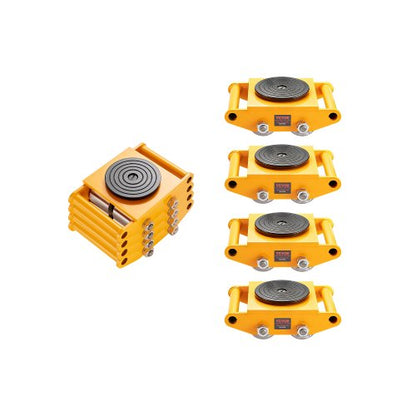 4PCS Machinery Skate Dolly, 11999.8 kg Industrial Machinery Mover, Heavy Duty Carbon Steel Machinery Moving Skate & 4 Carbon Steel Wheels and 360° Rotation Non-Slip Cap for Warehouse, Factory