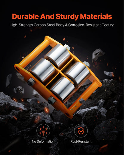 4PCS Machinery Skate Dolly, 11999.8 kg Industrial Machinery Mover, Heavy Duty Carbon Steel Machinery Moving Skate & 4 Carbon Steel Wheels and 360° Rotation Non-Slip Cap for Warehouse, Factory