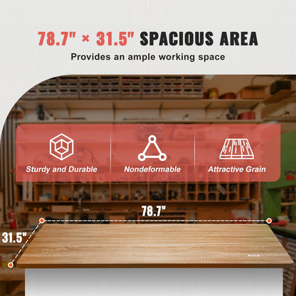 Table Top, 78.7" x 31.5" x 1", 220.5 lbs Load Capacity, Universal One-Piece Particle Board Desktop for Height Adjustable Electric Standing Desk Frame, Rectangular Countertop for Home and Office