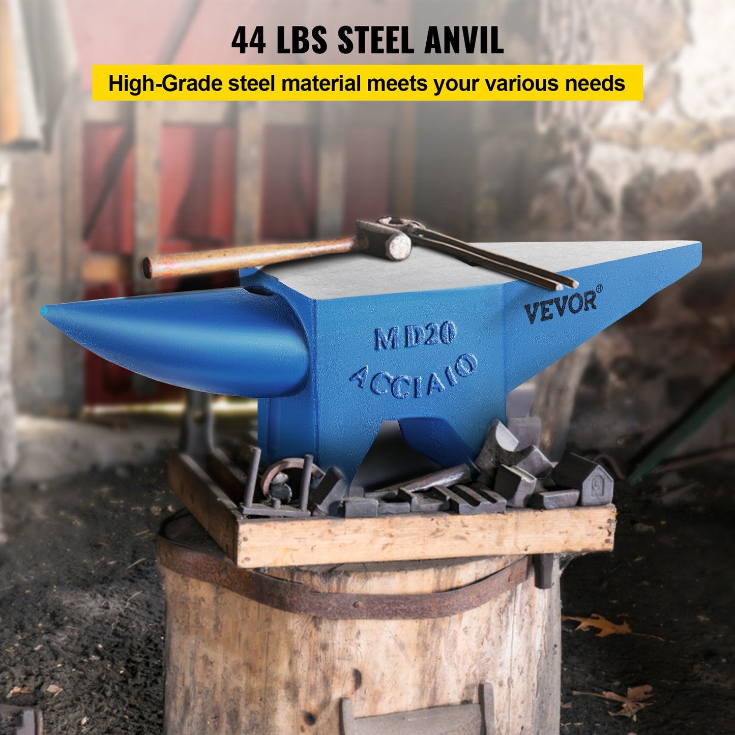 Single Horn Anvil 20 kg Steel Anvil Blacksmith for Sale Forge Tools and Equipment Anvil Rugged Round and Square Hole Horn Anvil Blacksmith Jewelers Metalsmith Blacksmith Tool