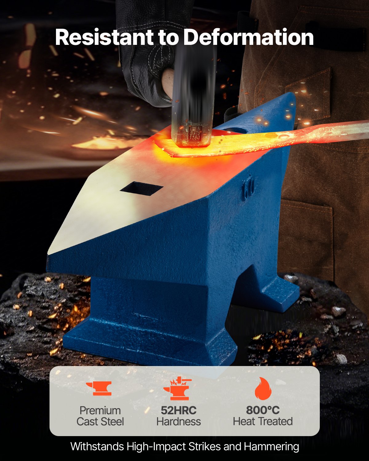 Single Horn Anvil 132Lbs Cast Steel Anvil Blacksmith for Sale Forge Steel Tools with Round and Square Hole and Equipment Anvil Rugged Blacksmith Jewelers Durable and Robust Metal Working Tool