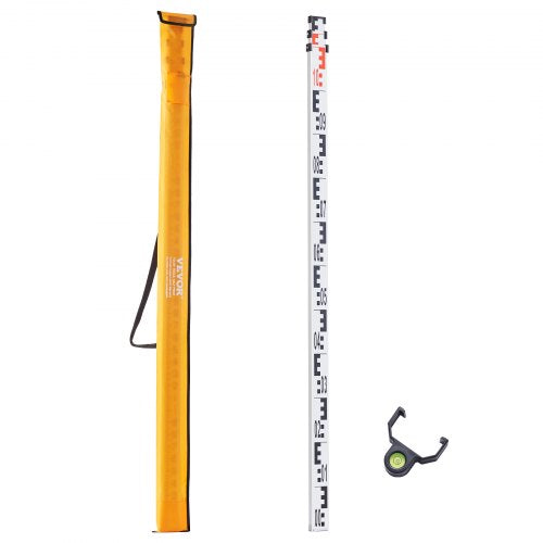 Aluminum Grade Rod, 3M Metric Telescopic Measuring Rod, Double-Sided Scale in CM/MM Leveling Rod Stick,Aluminum Alloy Survey Rod with Bubble Level &Carrying Bag for Measuring Houses,Walls,Floor