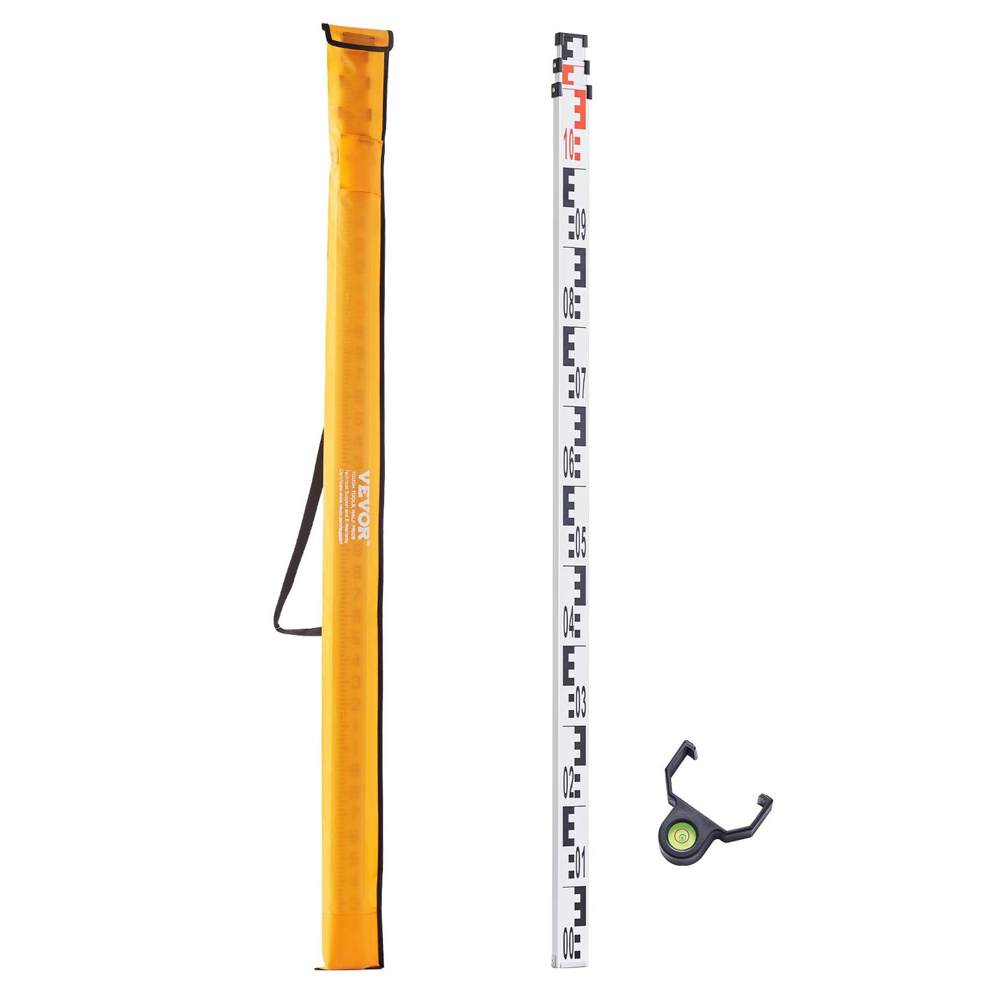 Aluminum Grade Rod, 3M Metric Telescopic Measuring Rod, Double-Sided Scale in CM/MM Leveling Rod Stick,Aluminum Alloy Survey Rod with Bubble Level &Carrying Bag for Measuring Houses,Walls,Floor