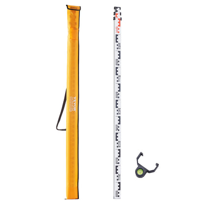 Aluminum Grade Rod, 3M Metric Telescopic Measuring Rod, Double-Sided Scale in CM/MM Leveling Rod Stick,Aluminum Alloy Survey Rod with Bubble Level &Carrying Bag for Measuring Houses,Walls,Floor