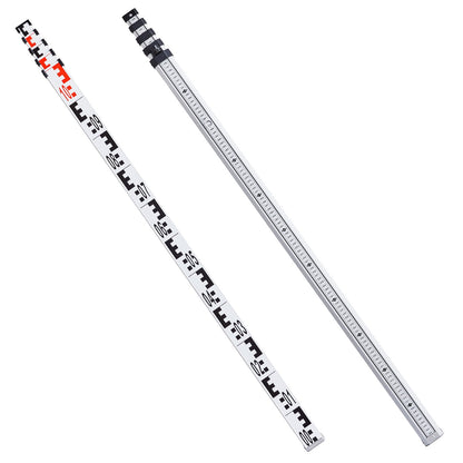 Aluminum Grade Rod, 5M Metric Telescopic Measuring Rod, Double-Sided Scale in CM/MM Leveling Rod Stick,Aluminum Alloy Survey Rod with Bubble Level &Carrying Bag for Measuring Houses,Walls,Floors