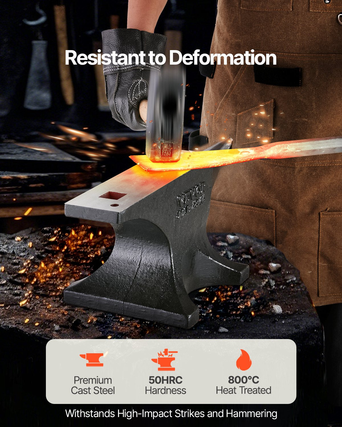 Single Horn Anvil, 55lbs Cast Steel Anvil, High Hardness Rugged Round Horn Anvil for Blacksmiths, with Large Countertop and Stable Base, Metal Working Tool for Metal Bending, Shaping, Twisting