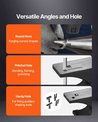 Single Horn Anvil, 55lbs Cast Steel Anvil, High Hardness Rugged Round Horn Anvil for Blacksmiths, with Large Countertop and Stable Base, Metal Working Tool for Metal Bending, Shaping, Twisting