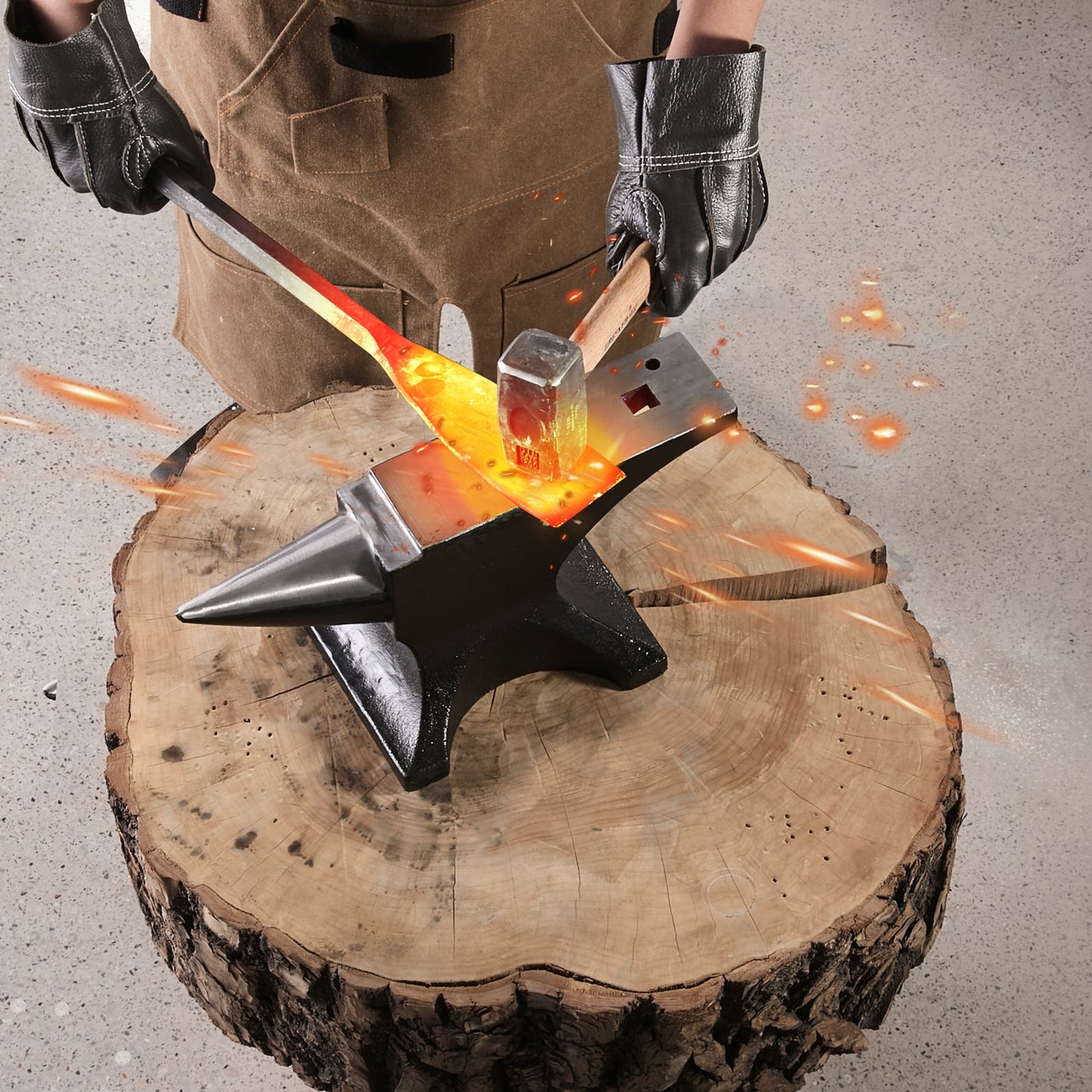 Single Horn Anvil, 55lbs Cast Steel Anvil, High Hardness Rugged Round Horn Anvil for Blacksmiths, with Large Countertop and Stable Base, Metal Working Tool for Metal Bending, Shaping, Twisting