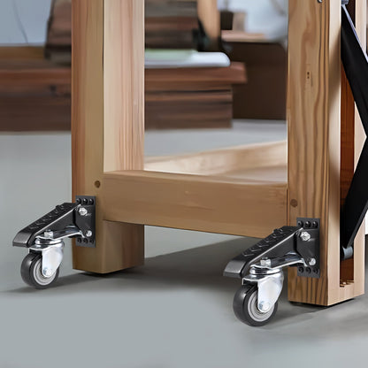 Workbench Caster Wheels, 74.8kg Load Capacity, Set of 4, 6.3cm Heavy Duty Retractable Casters, Side Mounted Adjustable Stepdown Wheels with 360° Swivel for Workbenches, Tables, and Equipment