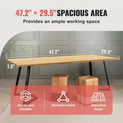 Wood Table Top, 47.2" x 29.5" x 1.5", 330lb Load Capacity, Universal Solid One-Piece Maple Wood Desktop for Height Adjustable Electric Standing Desk Frame, Rectangular Countertop for Home Office