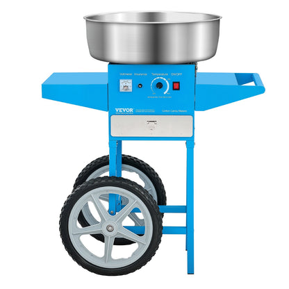 Electric Cotton Candy Machine with Cart, 1000W Commercial Candy Floss Maker with 52cm Stainless Steel Bowl, Sugar Scoop, and Drawer, Easy to Use, for Home, Kids Birthday, Family Party, Blue