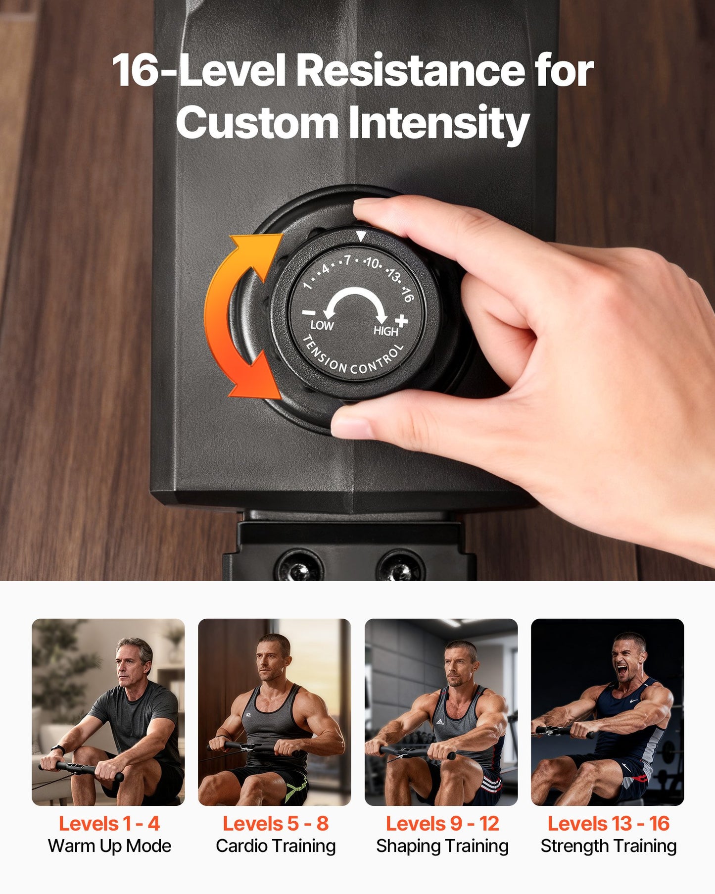 Magnetic Rowing Machine,16-Level Quiet Resistance Adjustable, Foldable Rower Machine for Home, 158kg Weight Capacity, Row Machines with Smooth Pulley Design, Bluetooth APP Compatible & LCD Monitor