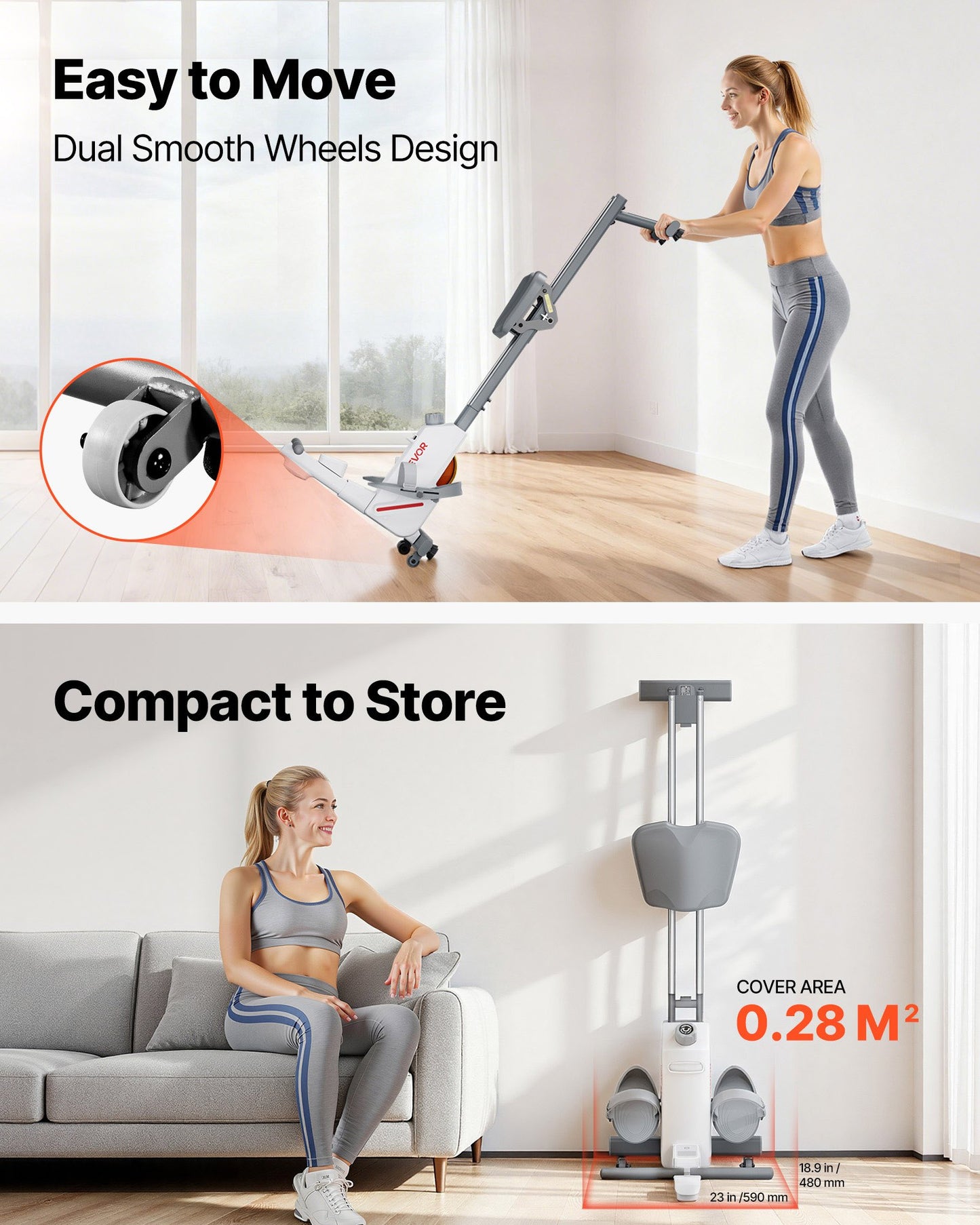 Magnetisk roddmaskin, 16-nivåers tyst motstånd, justerbar, hopfällbar roddmaskin för hemmabruk, 158 kg viktkapacitet, roddmaskiner med dubbel glidskena, Bluetooth-appkompatibel och LCD-skärm