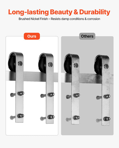 6.6FT Sliding Barn Door Hardware Kit, 330 LBS Weight Capacity, Compatible with 36 to 40 Inches Width & 1-3/8 to 1-3/4 Inches Thickness Single Sliding Barn Door, Durable Track & J-shape Roller