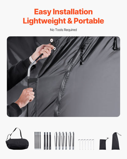 Cykelförvaringstält, 5 cyklar, rymligt cykelförvaringstält för utomhusbruk med ventilerat fönster, vattentätt och lättmonterat cykeltält med höghållfast glasfiber och dubbla dragkedjor, lämplig för cykel