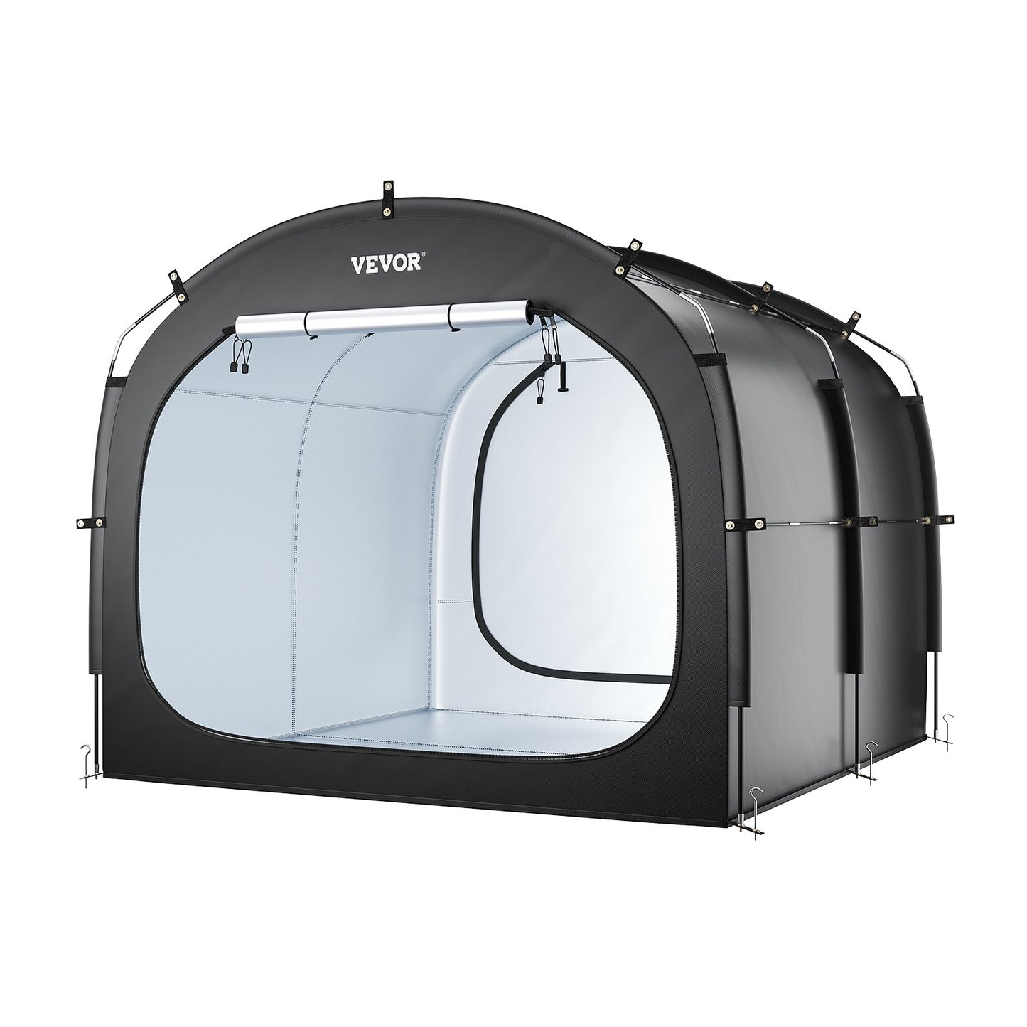 Cykelförvaringstält, 5 cyklar, rymligt cykelförvaringstält för utomhusbruk med ventilerat fönster, vattentätt och lättmonterat cykeltält med höghållfast glasfiber och dubbla dragkedjor, lämplig för cykel