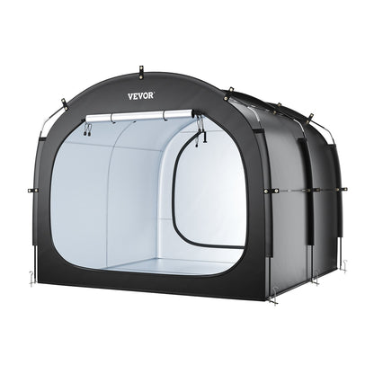 Cykelförvaringstält, 5 cyklar, rymligt cykelförvaringstält för utomhusbruk med ventilerat fönster, vattentätt och lättmonterat cykeltält med höghållfast glasfiber och dubbla dragkedjor, lämplig för cykel