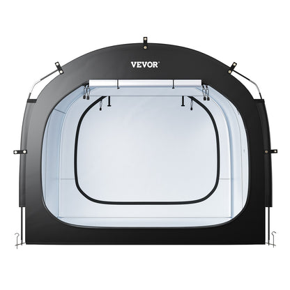 Cykelförvaringstält, 5 cyklar, rymligt cykelförvaringstält för utomhusbruk med ventilerat fönster, vattentätt och lättmonterat cykeltält med höghållfast glasfiber och dubbla dragkedjor, lämplig för cykel