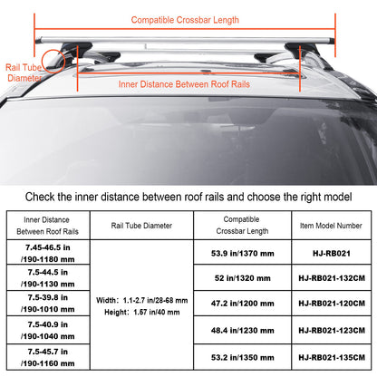Universellt takräcke med tvärbalk 135,1 cm längd för fordon med upphöjd sidoreling