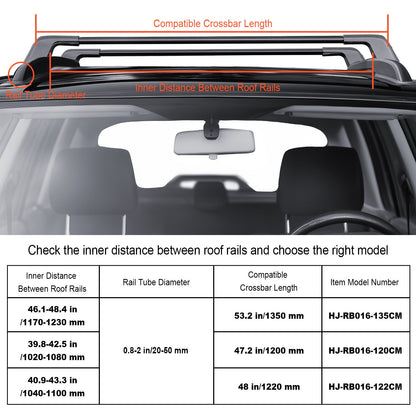 Universal Roof Rack Crossbar Max 122.9 cm Fits Grooved Side Rails without Gap