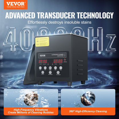 2L Ultra Sonic Cleaner, 60W Digital Sonic Cleaning Machine with Gentle Mode & Upgraded Degassing, 40kHz Ultrasound Cleaner Machine with Heater & Timer for Jewelry, Glasses, Tools, Retainer