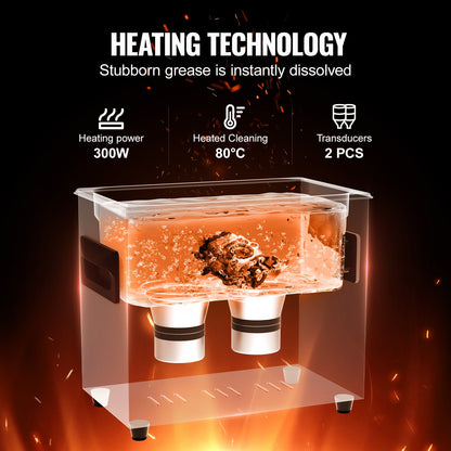 3L Ultra Sonic Cleaner, 120W Digital Ultrasonic Cleaning Machine with Gentle Mode & Upgraded Degassing, 40kHz Ultrasound Cleaner Machine with Heater & Timer for Jewelry, Glasses, Tools Retainer