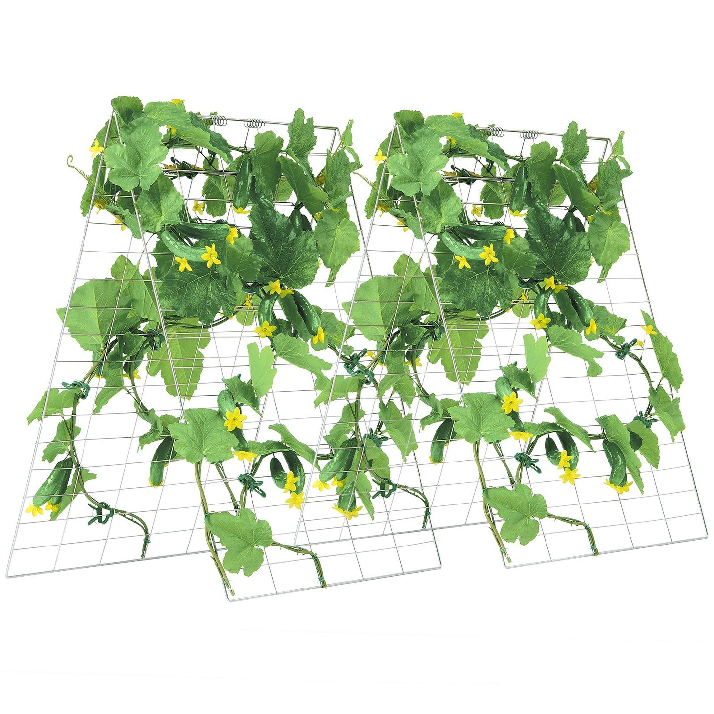 Cucumber Trellis for Climbing Plants, 35" x 55" Foldable Cucumber Trellis Set with Plant Clips, Metal Garden Trellis for Raised Bed, Outdoor Plant Grow Support for Tomato, Squash, Vegetable