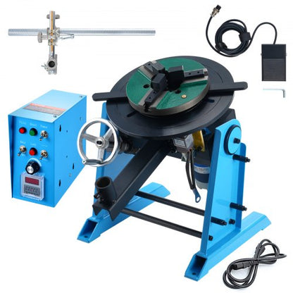 Rotary Welding Positioner 30KG, 0-90° Welding Positioning Turntable Table 1-12RPM 80W, with 12.4 Inch 3-Jaw Lathe Chuck & Welding Torch Stand Holder for Cutting, Grinding, Assembly, Testing