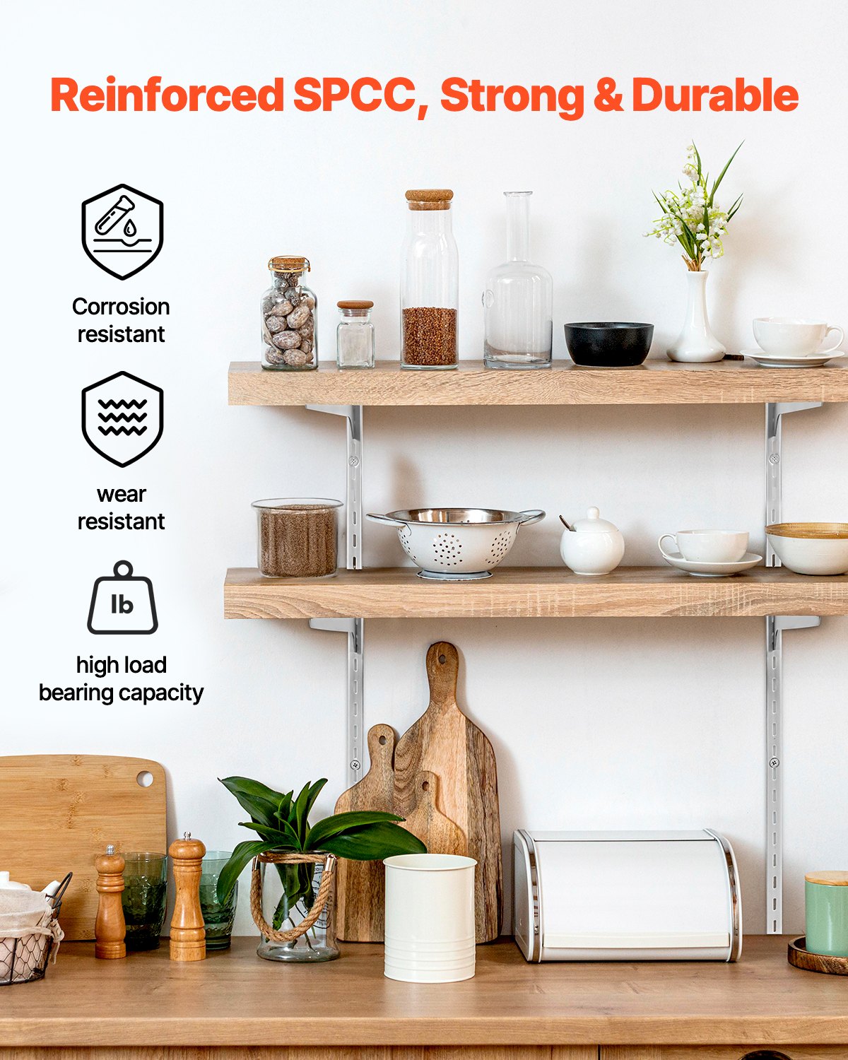 Shelf Pilaster, 39-inch 10 Pack, Upright Wall Shelving System, Heavy Duty Support System Single Slot Shelf Rails, 40 Screws Included, Suitable for Cabinet Closet Organization Storage, Silver